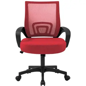 Yaheetech Ergonomic Mesh Office Chair with Lumbar Support - Red