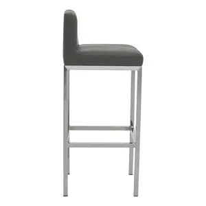 Madeline Upholstered Counter Stool with Metal Frame Silver / Grey