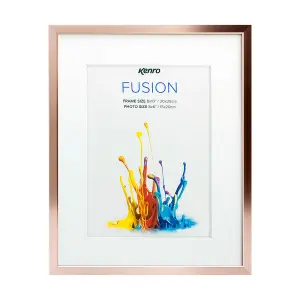 Kenro Fusion Series Rose Gold Metal Photo Frame 10x12 Inch / 25x30cm with Picture Mat for Photo 8x10 Inch / 20x25cm - FNC2025RG