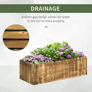 Outsunny 109L Raised Flower Bed Garden Container Box Planter Display Wood