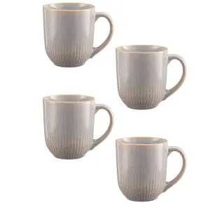 Mason Cash Set of 4 Reactive Linear Mug 400ml Grey