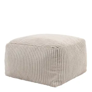 icon Theo Corduroy Bean Bag Pouffe Natural Footstool Bean Bags