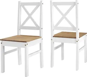 Salvador Tile Top Dining Set 2 Chairs White Distressed Waxed Pine