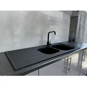 Liquida DK20BL 2.0 Bowl SMC Composite Reversible Inset Large Black Kitchen Sink