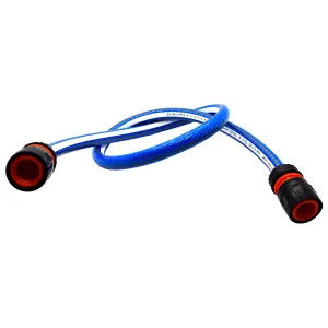 Garden Hose Pipe, 1 m / 3.2 ft Long + 2 x Connectors, Reinforced 6 Layer Non-Toxic 1/2" Watering Irrigation Hosepipe (Blue)