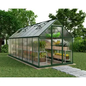 Mythos 6 Ft W x 4 Ft D Greenhouse Green / 208cm H x 185cm W x 426cm D