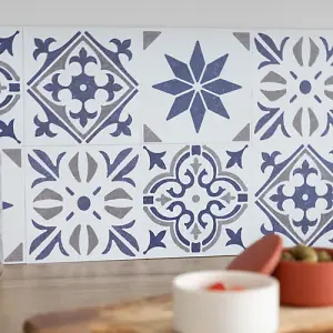 d-c-fix Nadia Blue Self-Adhesive Vinyl Wall Tiles Pack of 6 (0.14sqm)