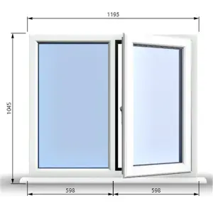 1195mm (W) x 1045mm (H) PVCu StormProof Casement Window - 1 RIGHT Opening Window -  Toughened Safety Glass - White