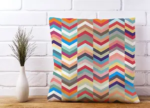 Geometric Multi Colored Chevron Pattern Cushions 45cm x 45cm