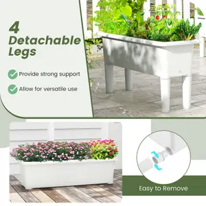 Costway 2 PCS Raised Garden Beds Outdoor Plastic Planter Box w/ Detachable Legs