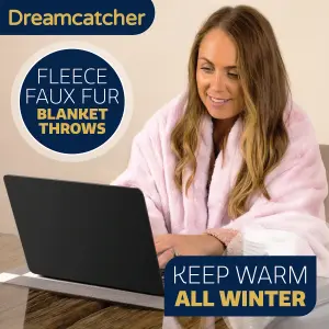 Dreamcatcher Blanket Throw Soft Faux Fur 160 x 130cm Overblanket Pink