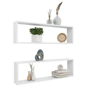 Aycel Cubby Shelf (Set of 2) Gloss White / 30cm H x 100cm W x 15cm D