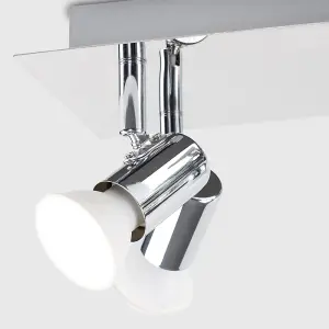 ValueLights Consul Modern Rectangular Chrome Plate 8 Way Adjustable GU10 Ceiling Spotlight