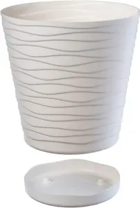 Plant Pot Flowerpot Wave Plastic Crystal Modern Decorative Cream 15cm