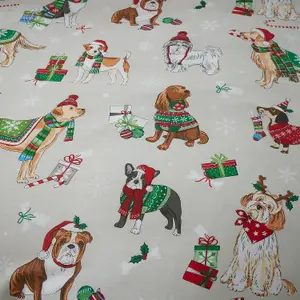 Christmas Dogs Taupe Duvet Cover Set