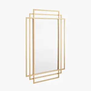 Gold Metal Art Deco Rectangular Wall Mirror