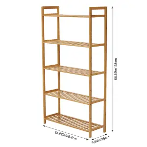 5-Tier Solid Wooden Shoe Rack for Entryway Natural