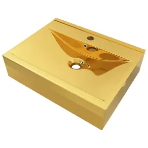 Berkfield Wash Basin with Overflow 60x46x16 cm Ceramic Gold