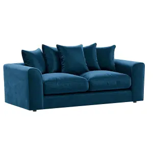 Brooklyn Plush Velvet Fibre Fabric 3 Seater sofa Blue