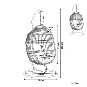 Hanging Chair with Stand ALBA PE Rattan Natural