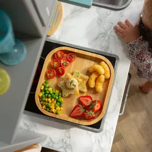 Tiny Dining - Square Bamboo Suction Baby Feeding Set - Grey - 4pc