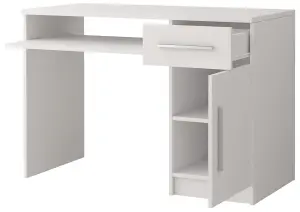 Sleek White Matt Computer Desk H760mm W1100mm D500mm - Efficient Workspace for Modern Homes