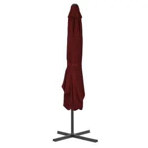 Berkfield Outdoor Parasol with Steel Pole Bordeaux Red 250x250x230 cm