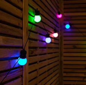 Set of 10 Indoor Outdoor Connectable Party Festoon Lights with Multi Coloured LEDs