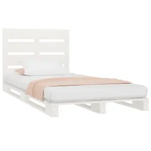 Berkfield Bed Frame White 75x190 cm Solid Wood Pine 2FT6 Small Single