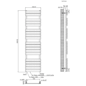 Rinse Flat Panel Bathroom Heated Towel Rail Ladder Radiator Warmer -1800x450mm White