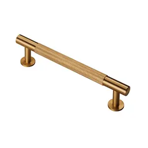 2x Knurled Bar Door Pull Handle 158 x 13mm 128mm Fixing Centres Satin Brass