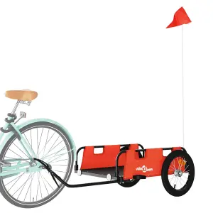 vidaXL Bike Trailer Orange Oxford Fabric and Iron