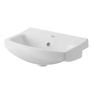 Veleka Gloss White Freestanding Vanity unit & basin set - Includes 2 Door vanity (W)550mm (H)900mm