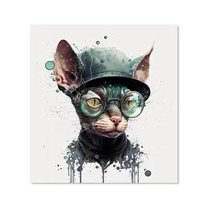 Cornish Rex Cat Splashart Premium Glass Kitchen Splashback W600mm x H750mm