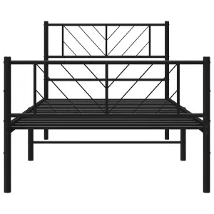 Berkfield Metal Bed Frame with Headboard and Footboard Black 100x190 cm