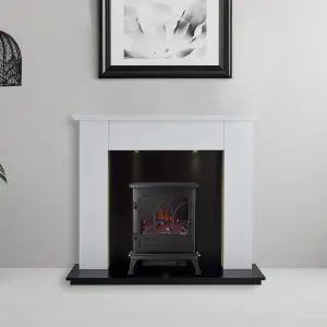 Focal Point Lashenden White & Black Fire surround set with Lights included