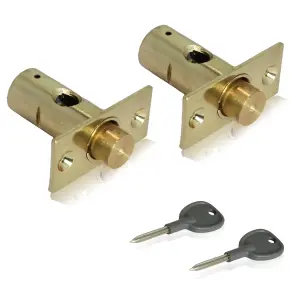 XFORT 2 Pack 35mm, Mortice Window Rack Bolts With 2 Star Keys, Rack Bolt Kit Polished Brass