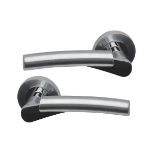 Intelligent Hardware - Internal Door Handle - Pair - Lever on Round Rose - Ruby - Satin Chrome