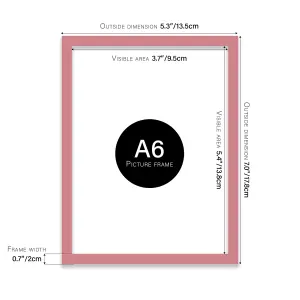 A6 Pink Picture Frame Fits A6 (10.5 x 14.8cm - 4.1 x 5.8in) Poster, Photo, Artwork, or Print.