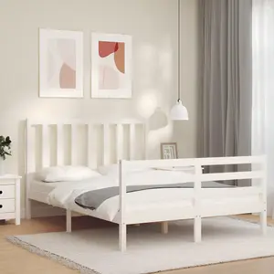 Berkfield Bed Frame with Headboard White 120x200 cm Solid Wood