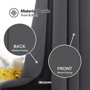 Polyester Blackout Grommet / Eyelet Door Curtain Panel Dark Grey / 132 W x 138 D cm