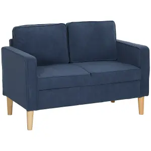 HOMCOM Compact 2 Seater Sofa with Under Seat Storage for Small Spaces Blue