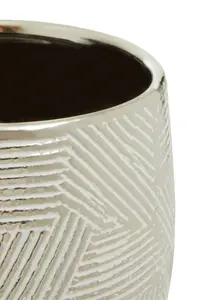 Interiors by Premier Honna Small White Silver Ceramic Planter