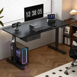 MCC Direct Height Adjustable Electric Desk Standing/Sitting Computer Desk with USB A Charger Port 120cm Black