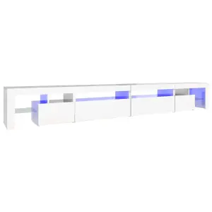 Berkfield TV Cabinet with LED Lights High Gloss White 290x36.5x40 cm