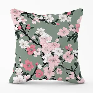 Pink Floral Abstract Pattern Outdoor Cushion 45cm x 45cm