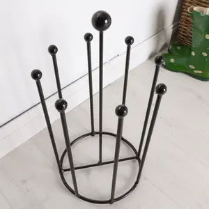 Four Pair Wellington Boot Rack Round Matte Black Welly Boot Storage Rack Garden Shoe Holder Shoe Rack