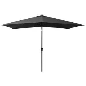 Berkfield Parasol with LEDs and Steel Pole Anthracite 2x3 m