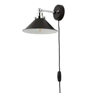 Getty Matt Black Plug-in Wall light