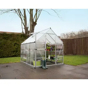 Hybrid 6 Ft W x 8 Ft D Hobby Greenhouse Silver